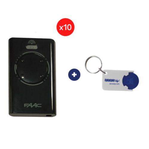 Lot de 10 FAAC XT4 433 SLH NOIRE - 433,92Mhz + 1 porte-clés DOMOBIP OFFERT
