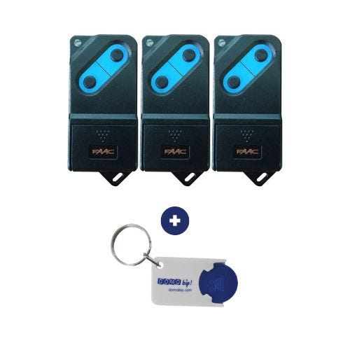Lot de 3 FAAC TM2 868 DS, noire et bleue - 868Mhz + 1 porte-clés DOMOBIP OFFERT 0
