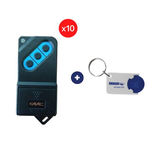 Lot de 10 FAAC TM3 433 DS - 433,92Mhz + 1 porte-clés DOMOBIP OFFERT