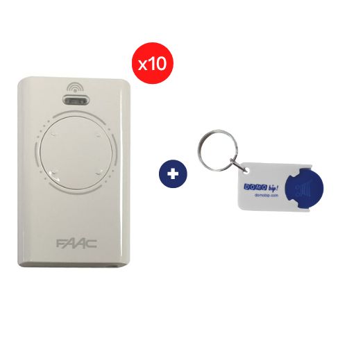 Lot de 10 FAAC XT4 868 SLH BLANCHE - 868Mhz + 1 porte-clés DOMOBIP OFFERT