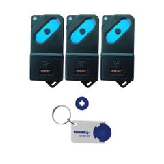 Lot de 3 FAAC TM1 868 DS, noire et bleue - 868Mhz + 1 porte-clés DOMOBIP OFFERT 0