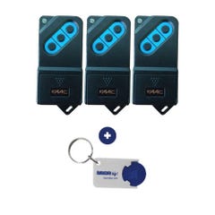 Lot de 3 FAAC TM3 868 DS, noire et bleue - 868Mhz + 1 porte-clés DOMOBIP OFFERT 0
