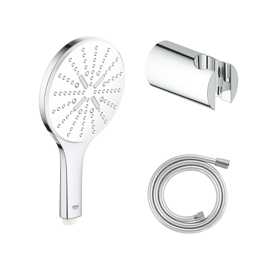 Douchette 3 jets Vitalio Smartactive ronde avec flexible 150 et support rond