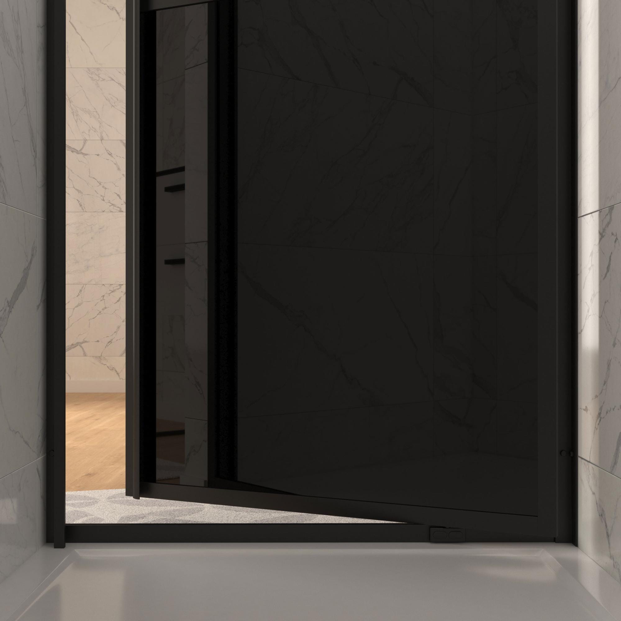Porte de douche pivotante 80x200cm type atelier-Profilés noir mat Verre 5mm - WORKSHOP GLOSSY 2