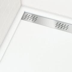 Receveur en acrylique Blanc 80x80x4 cm - Grille Linéaire Chrome - WHITENESS II 1