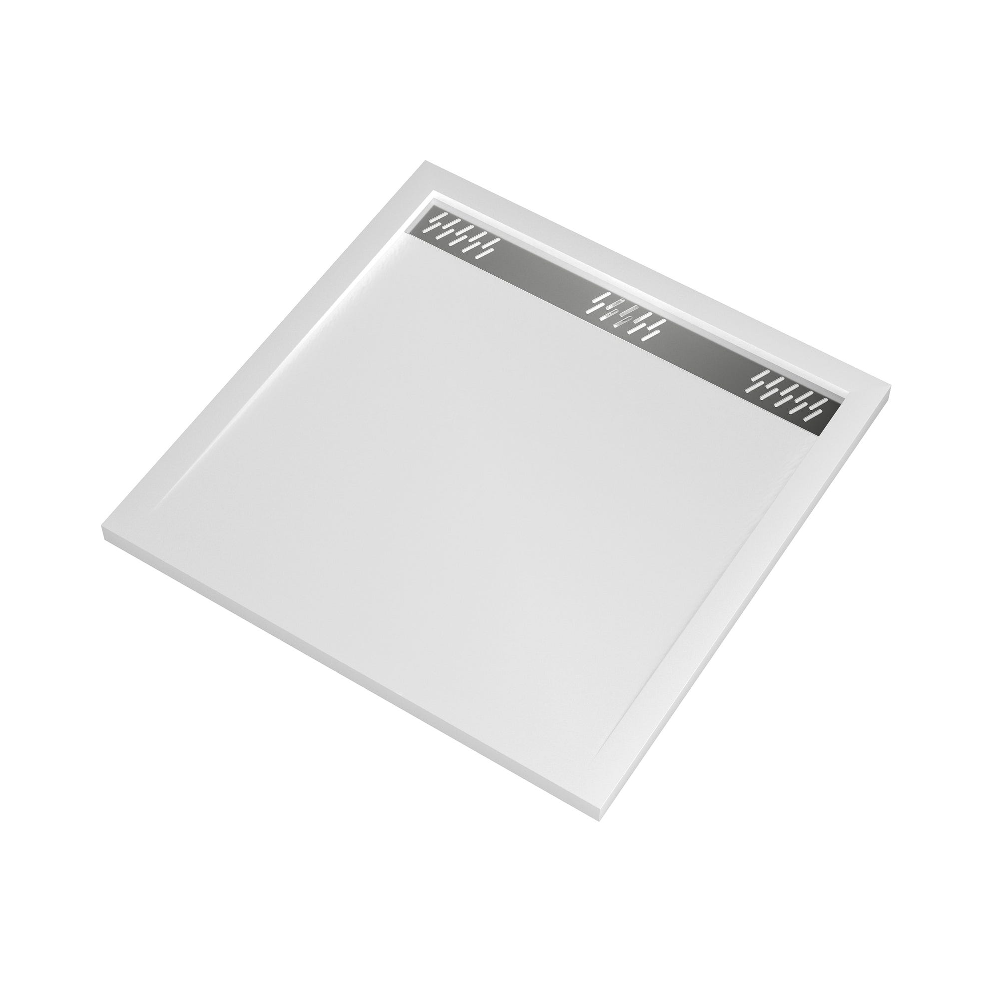 Receveur en acrylique Blanc 90x90x4 cm - Grille Linéaire Chrome - WHITENESS II 2