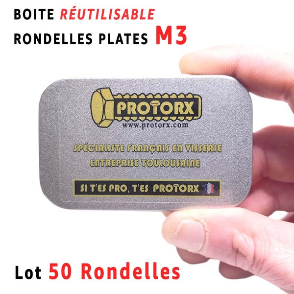Rondelles Metal Inox M3 : Boite 50 Pcs Plate Moyenne Acier Inoxydable A2, Usage Interieur et Exterieur