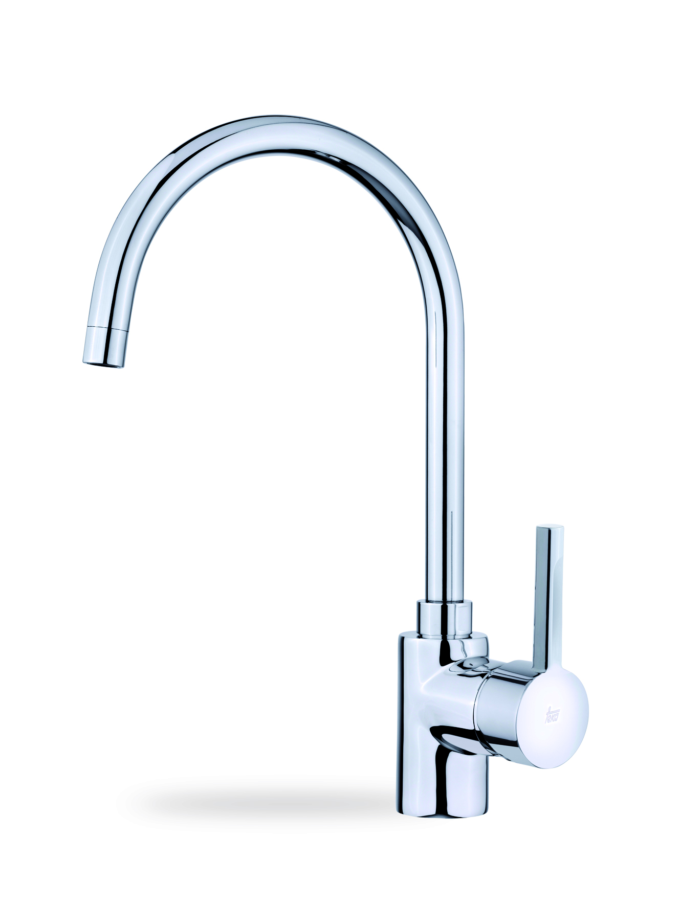 Mitigeur de cuisine Inox à bec pivotant, TEKA, hauteur totale 35.1 cm, hauteur sous bec 22.8 cm