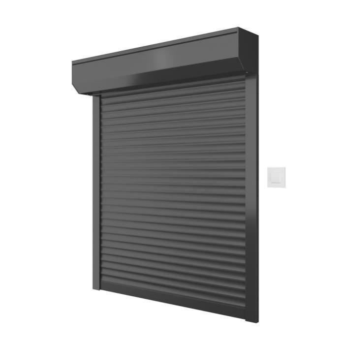 Volet roulant H140 x L120 cm en Aluminium recoupable en largeur et hauteur - Manoeuvre électrique filaire - Coloris gris -
