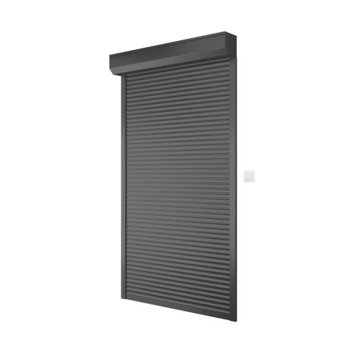 Volet roulant H220 x L120 cm en Aluminium recoupable en largeur et hauteur - Manoeuvre électrique filaire - Coloris gris -
