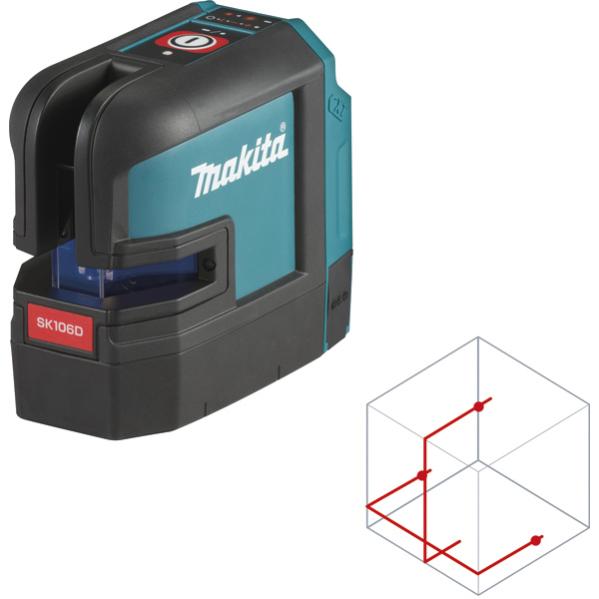Laser lignes et 4 points croix 25 m 12 v cxt li-ion makita - en sacoche - sk106dz