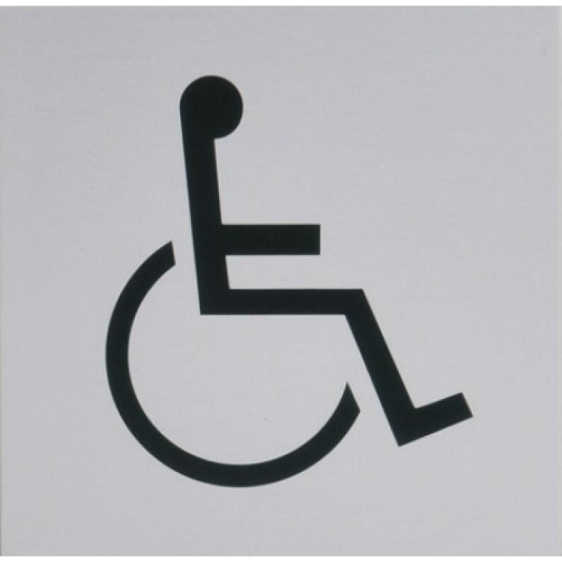 Pictogramme handicapé aluminium anodisé argent - adhésif 2