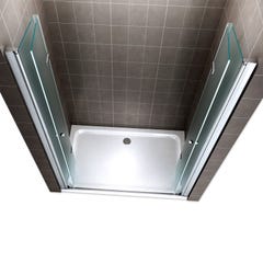 EMMY Porte de douche pliante pivotante H 185 cm largeur réglable 72 à 76 cm verre opaque 2