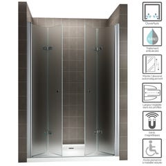 EMMY Porte de douche pliante pivotante H 185 cm largeur réglable 128 à 132 cm verre opaque 1