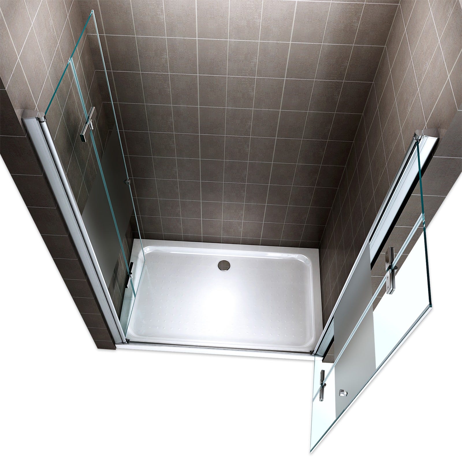 EMMY Porte de douche pliante pivotante H 195 cm largeur réglable 88 à 92 cm verre semi-opaque 3