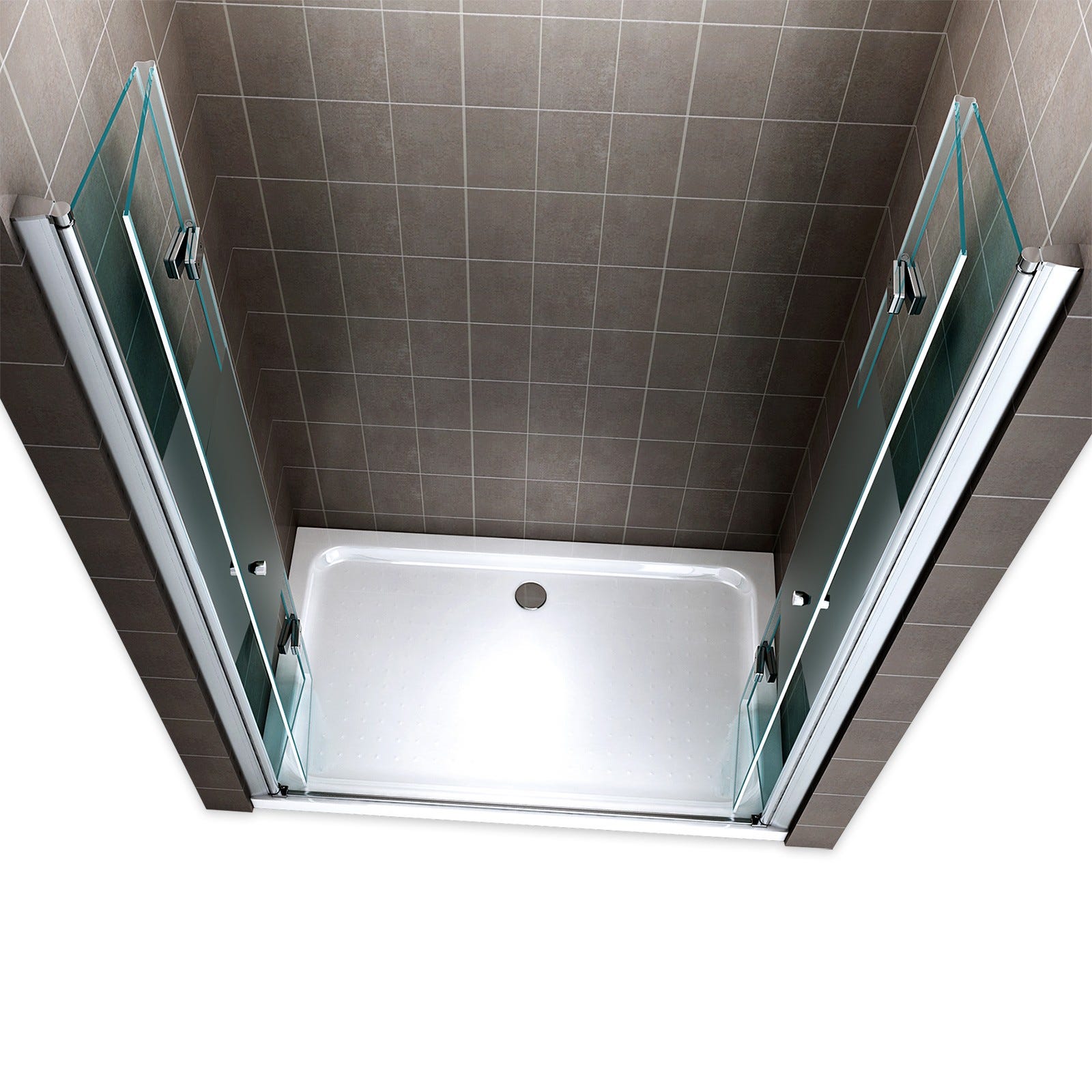 EMMY Porte de douche pliante pivotante H 195 cm largeur réglable 68 à 72 cm verre semi-opaque 2
