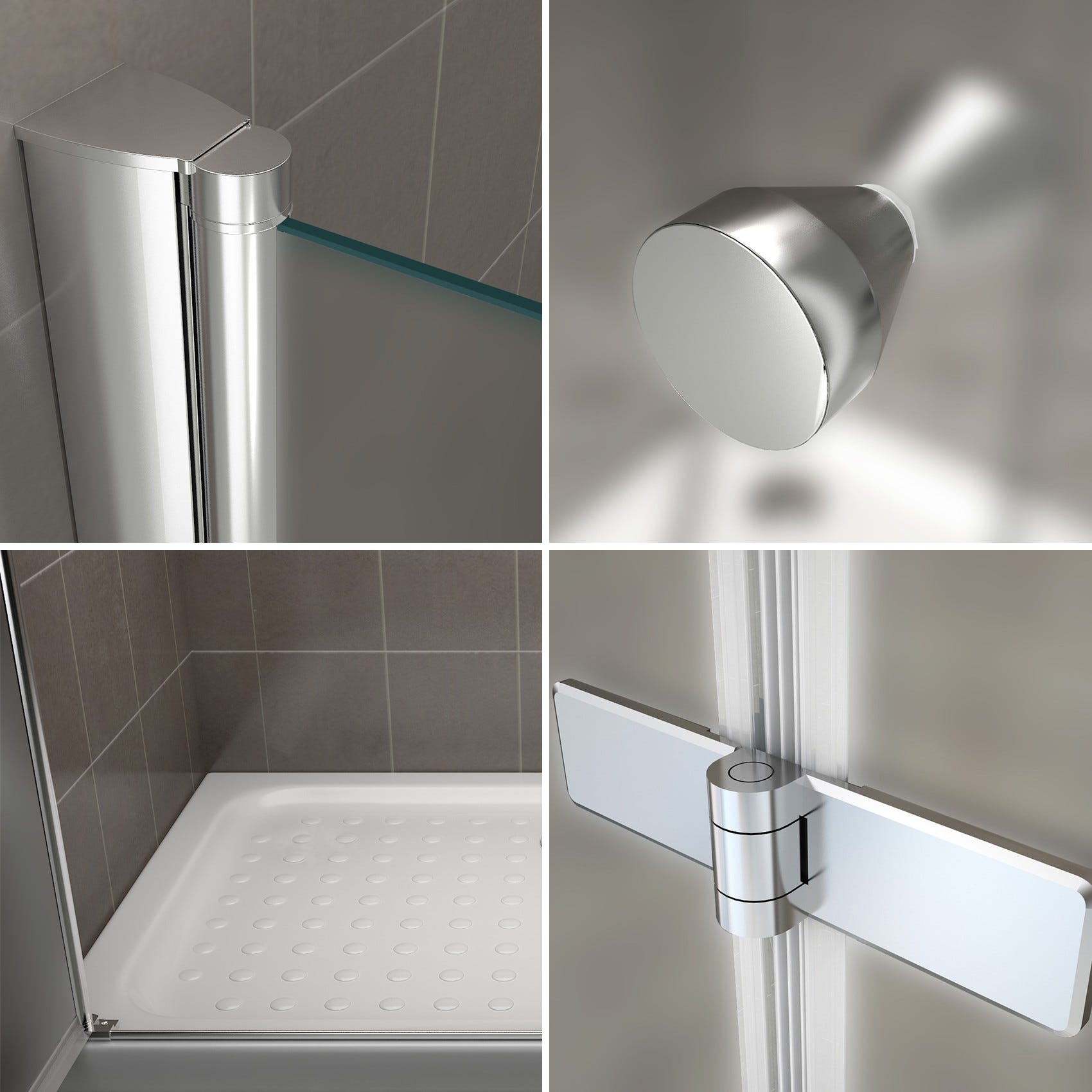 EMMY Porte de douche pliante pivotante H 195 cm largeur réglable 144 à 148 cm verre opaque 4
