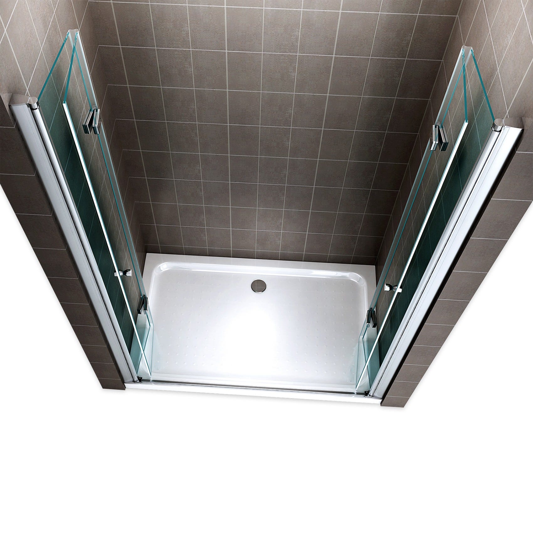 EMMY Porte de douche pliante pivotante H 195 cm largeur réglable 108 à 112 cm verre transparent 2