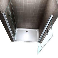 EMMY Porte de douche pliante pivotante H 195 cm largeur réglable 108 à 112 cm verre transparent 3