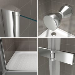 EMMY Porte de douche pliante pivotante H 195 cm largeur réglable 108 à 112 cm verre transparent 4