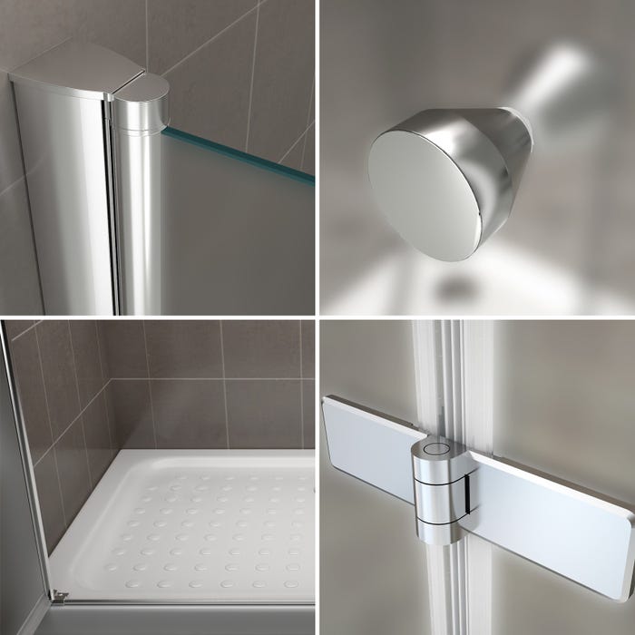 EMMY Porte de douche pliante pivotante H 185 cm largeur réglable 100 à 104 cm verre opaque 4