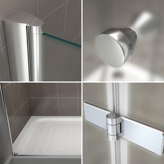 EMMY Porte de douche pliante pivotante H 195 cm largeur réglable 132 à 136 cm verre opaque 4