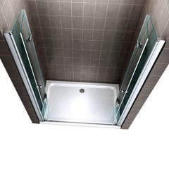 EMMY Porte de douche pliante pivotante H 185 cm largeur réglable 104 à 108 cm verre transparent 2