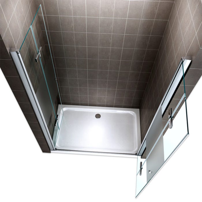 EMMY Porte de douche pliante pivotante H 195 cm largeur réglable 80 à 84 cm verre semi-opaque 3