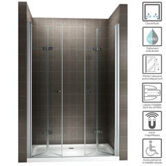 EMMY Porte de douche pliante pivotante H 195 cm largeur réglable 100 à 104 cm verre transparent 1