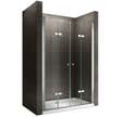 EMMY Porte de douche pliante pivotante H 195 cm largeur réglable 156 à 160 cm verre transparent