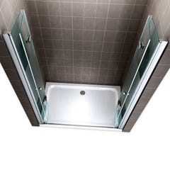 EMMY Porte de douche pliante pivotante H 195 cm largeur réglable 84 à 88 cm verre semi-opaque 2