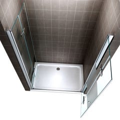 EMMY Porte de douche pliante pivotante H 195 cm largeur réglable 76 à 80 cm verre semi-opaque 3
