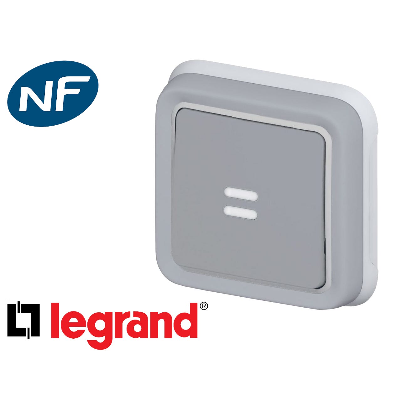 Legrand 069821 Poussoir NO plus NF Prog Plexo complet encastrE gris 10 A 1