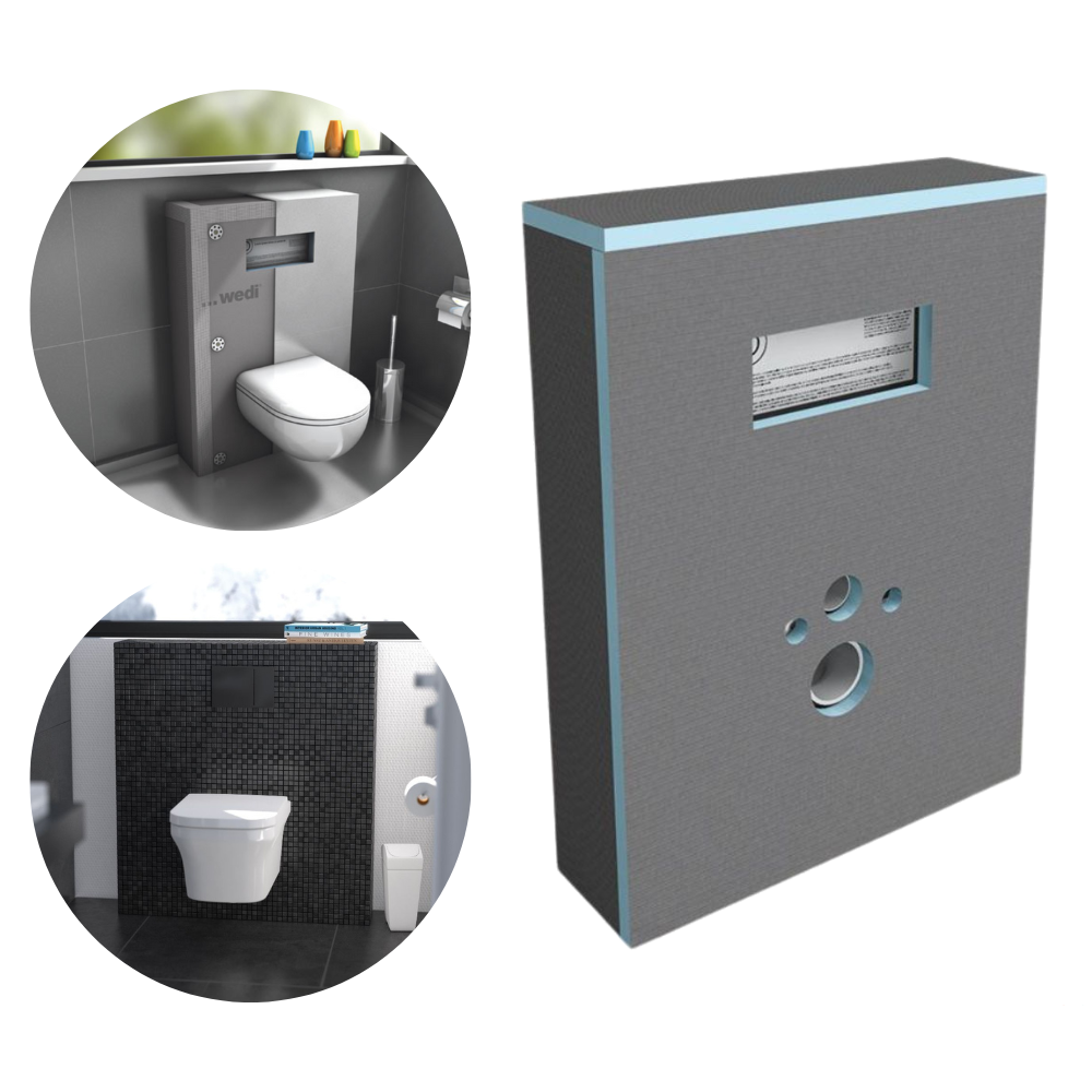 Habillage de bâti support à carreler WEDI, I-Board pour WC suspendu + revêtement décoratif, en option, avec revetement carbon noir