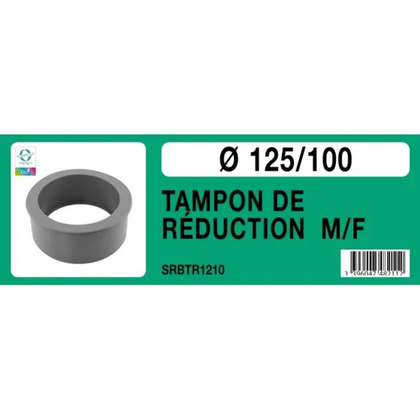 Tampon de réduction PVC Ø125 mâle / Ø100 femelle NF 0