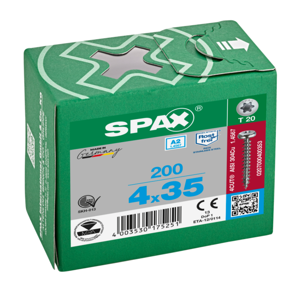 Vis SPAX Pan-Head 40x 35 T-STAR+ A2 KP (Par 200) 5