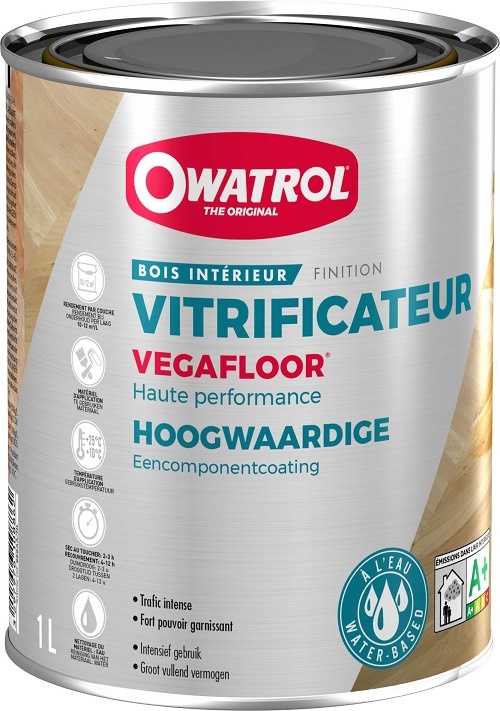 Vitrificateur PU monocomposant incolore pour trafic normal Owatrol VEGAFLOOR SATIN Incolore (owp12) 1 litre