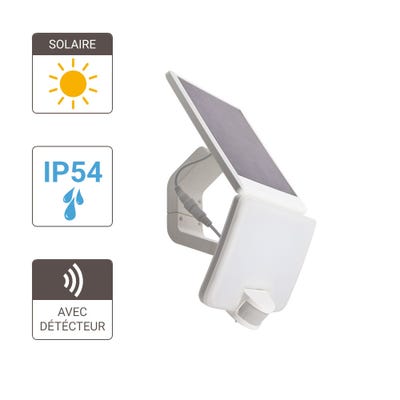 Projecteur Solaire IP54 1500 Lumens - Détecteur de mouvements - Panneau déportable - Blanc