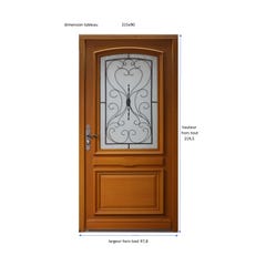 Porte d'entrée Bois vitrée, Manon, H,215xl,90 p,gauche Côtes Tableau GD MENUISERIES 1