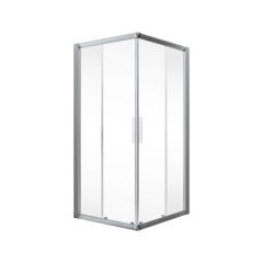 Schulte paroi de douche accès d'angle 90 x 90 x 185 cm droit avec portes de douche coulissantes, verre 6 mm anticalcaire, profilé blanc 1