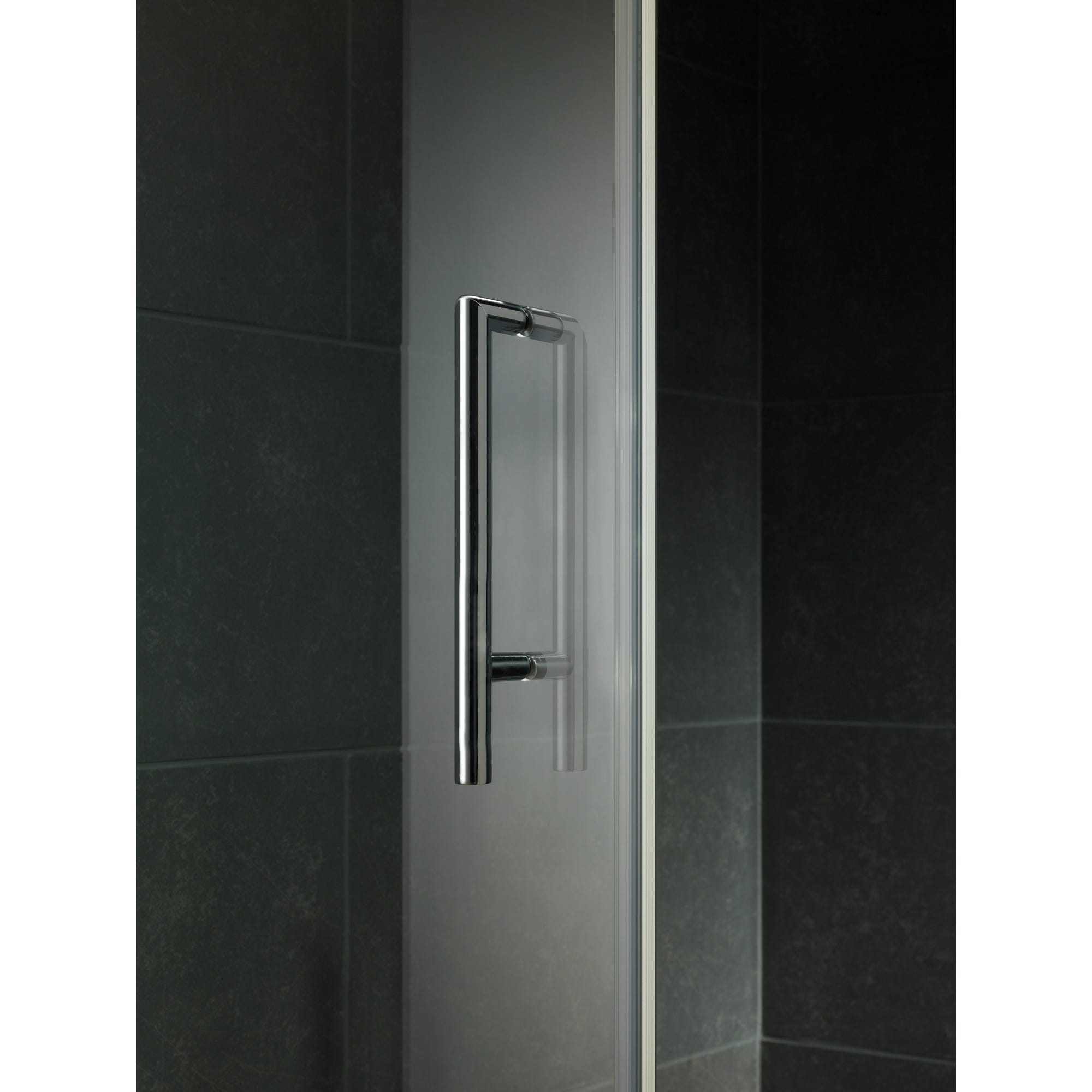 Schulte paroi de douche acces d'angle arrondi 80 x 80 x 185 cm avec portes de douche coulissantes,verre 6 mm, 1/4 cercle, Impériale 1