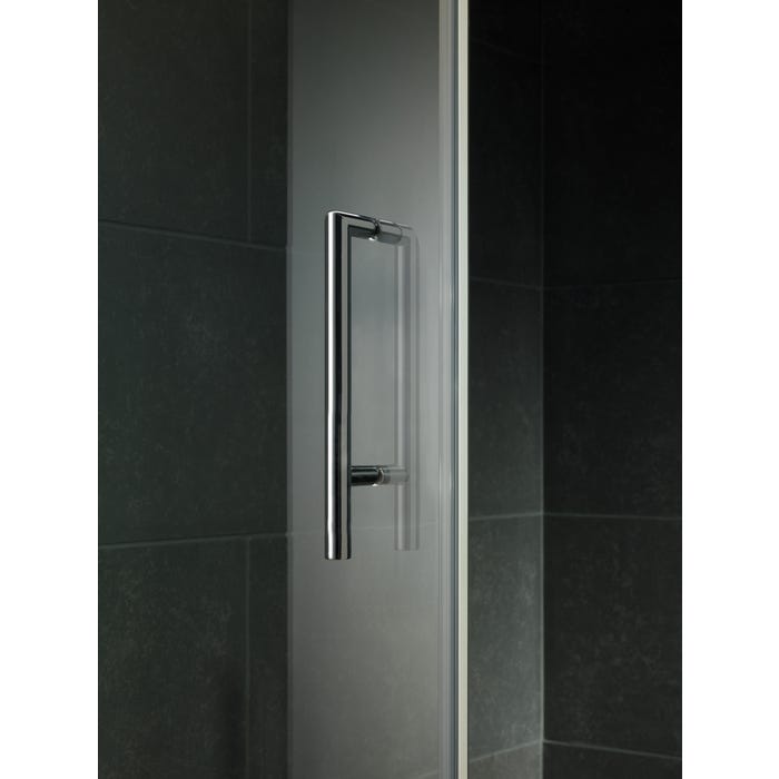 Schulte paroi de douche acces d'angle arrondi 90 x 90 x 185 cm avec portes de douche coulissantes,verre 6 mm, 1/4 cercle, Impériale 1