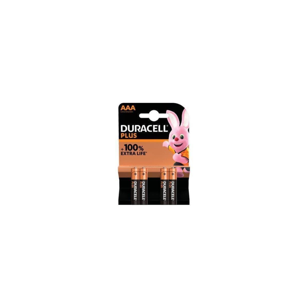 4 Piles alcalines Plus 100% LR03/AAA (1,5V) DURACELL 3