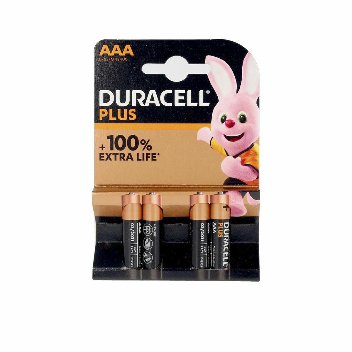 4 Piles alcalines Plus 100% LR03/AAA (1,5V) DURACELL 2