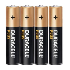 4 Piles alcalines Plus 100% LR03/AAA (1,5V) DURACELL 4