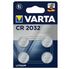 4 Piles bouton lithium CR2032 (3V) VARTA 0