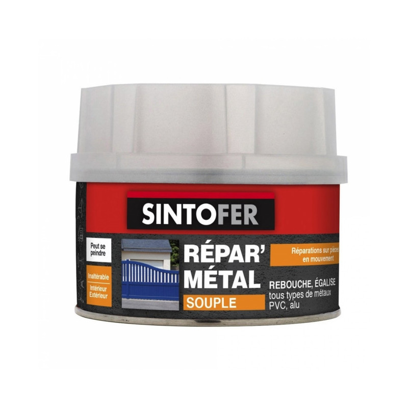 Mastic + durcisseur Répar' Métal souple SintoFer - Contenance: Pot de 970g