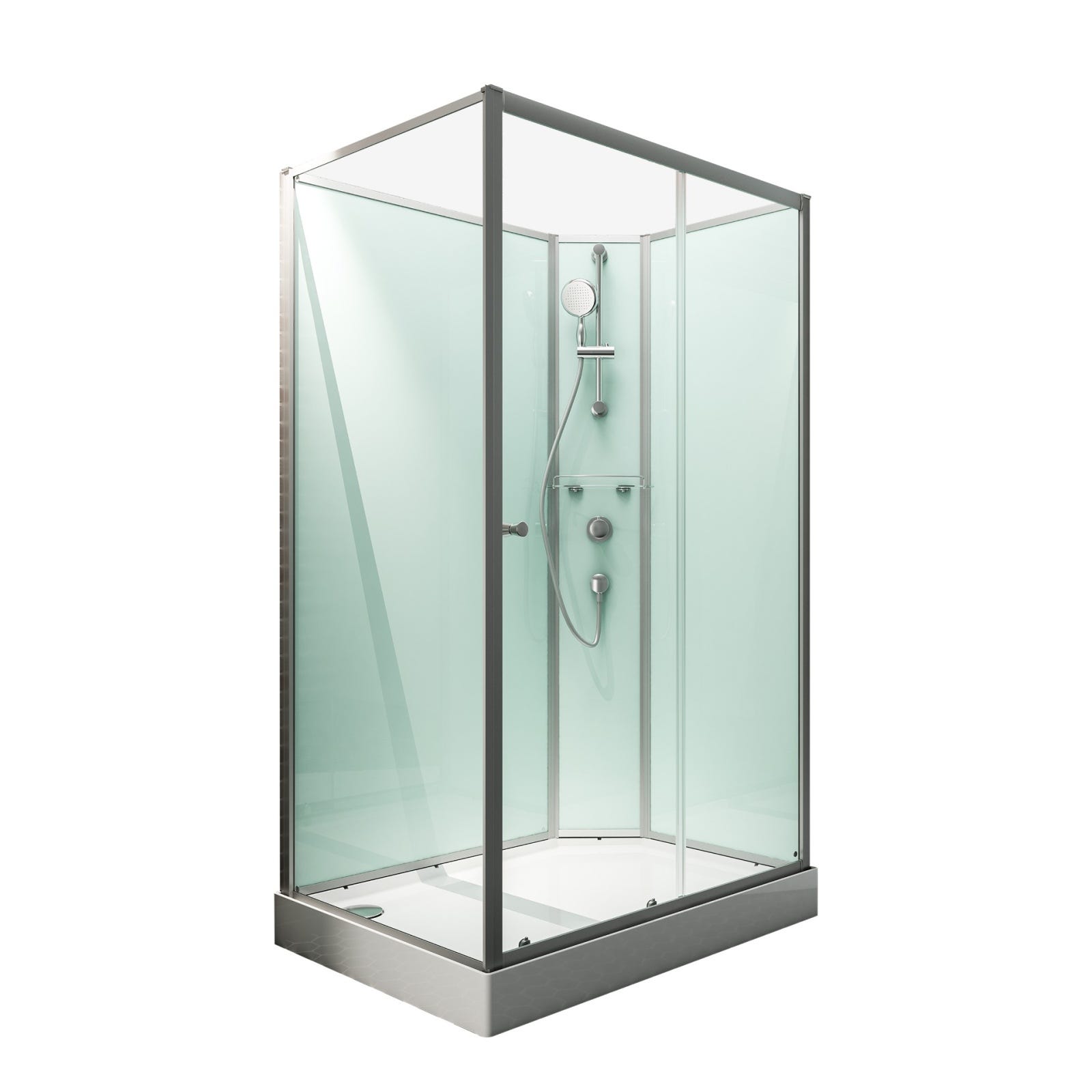 Schulte cabine de douche intégrale complète avec porte coulissante, 80 x 120 cm, verre 5 mm,paroi latérale à gauche, ouverture vers la droite, Ibiza 1