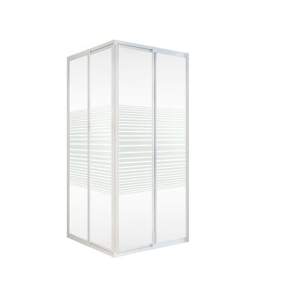Schulte paroi de douche acces d'angle droit 75-88 x 175 cm, portes coulissantes, verre 3 mm, sérigraphie bandes transversales, profilé blanc, Sunny 1
