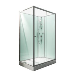 Schulte cabine de douche intégrale complète avec porte coulissante, 90 x 140 cm, verre 5 mm, paroi latérale à gauche, ouverture vers la droite, Ibiza 1